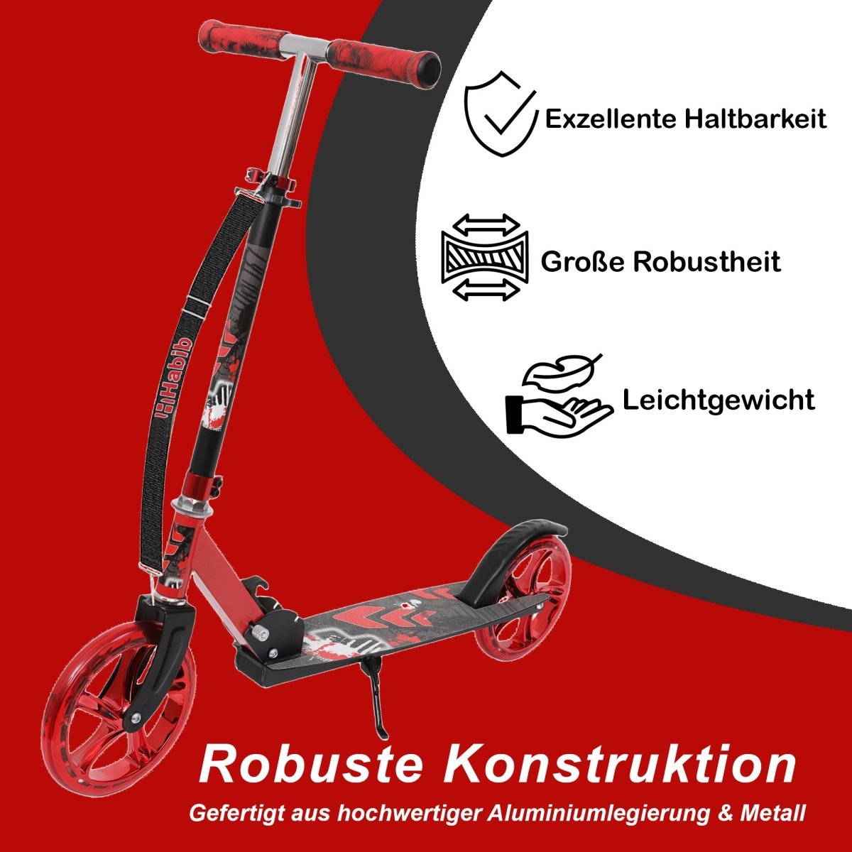 Habib Gruppe Cityroller mit XXL Glanz - Rädern | Klappbar & bis 100kg - Europebazar