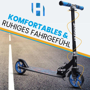 Habib Gruppe Cityroller Tretroller Scooter Kinderroller Jugendroller (6 - 16 Jahre) Zusammenklappbar Tragbar Roller Breites Deck Höhenverstellbar Bunte Griffe - Europebazar