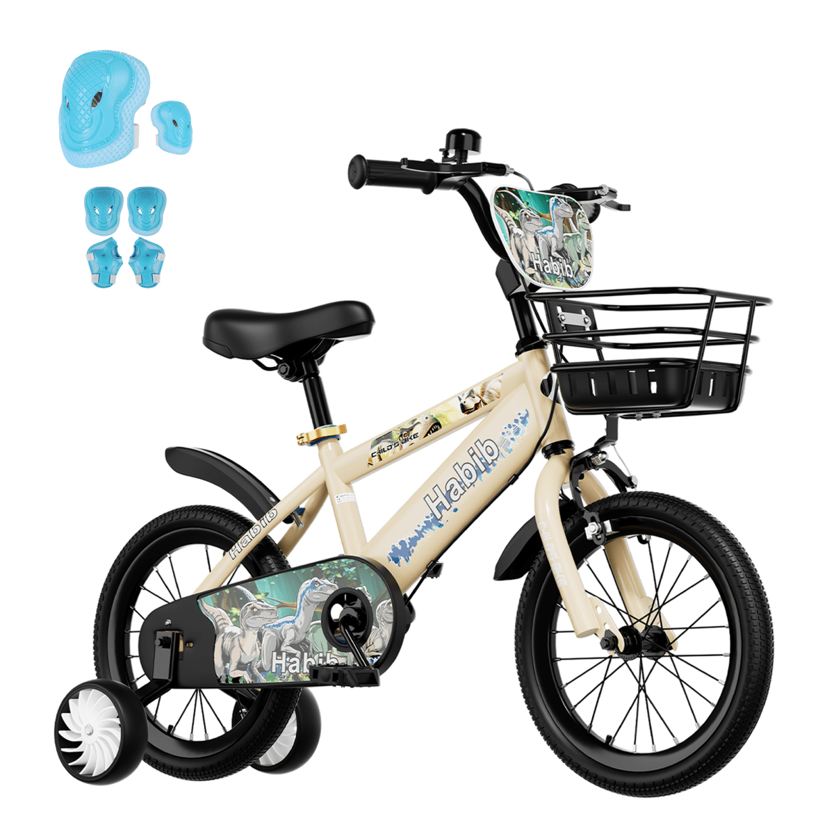 Habib Gruppe Dino Jungenfahrrad 12" 14" 16" | Set mit Schutzpads & Pumpe - Europebazar