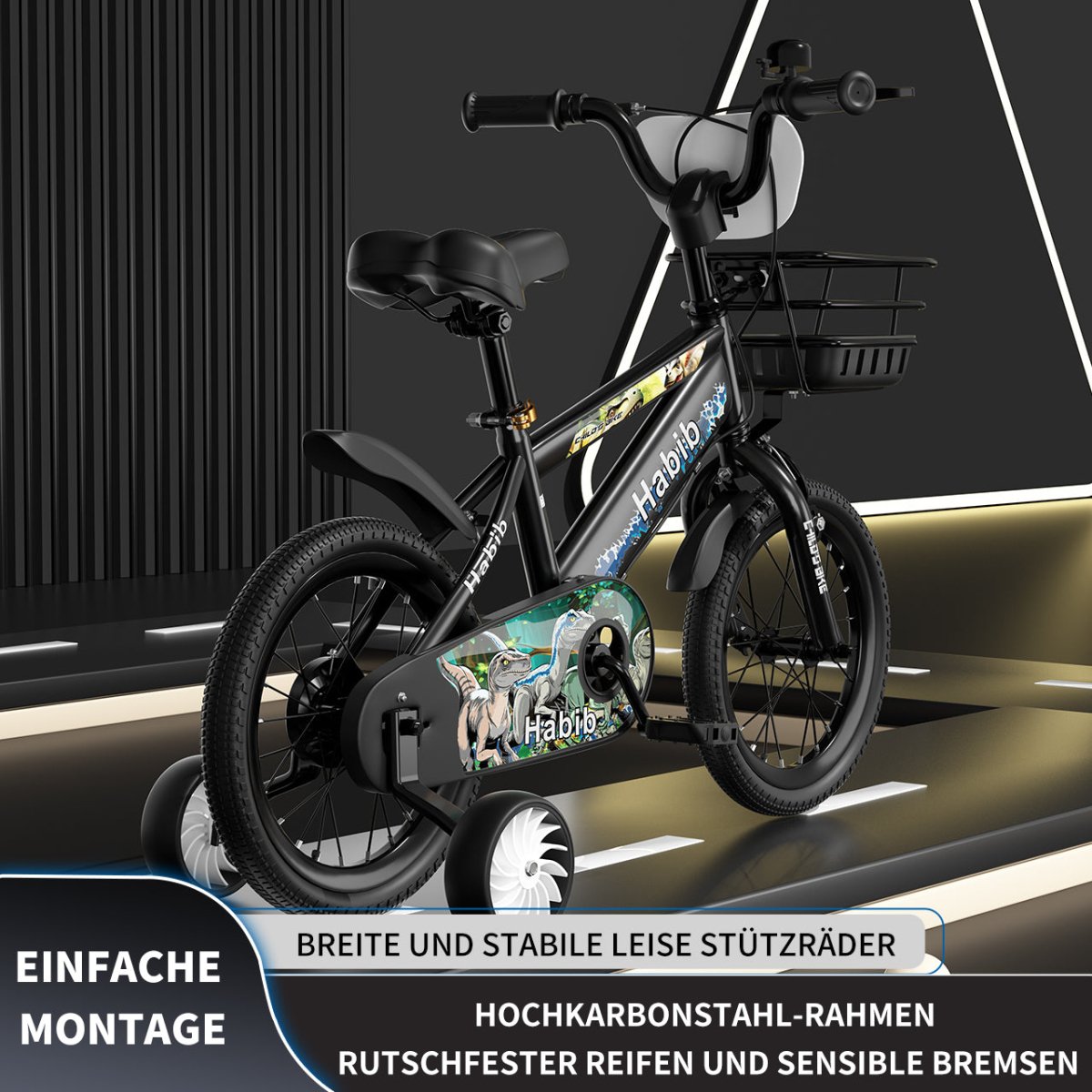 Habib Gruppe Dino Jungenfahrrad 12" 14" 16" | Set mit Schutzpads & Pumpe - Europebazar