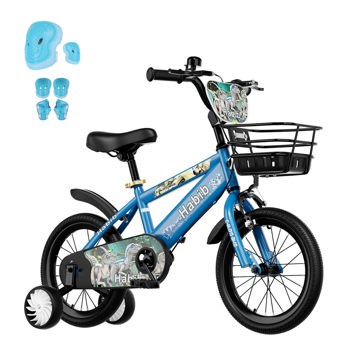 Habib Gruppe Dino Jungenfahrrad 12" 14" 16" | Set mit Schutzpads & Pumpe - Europebazar