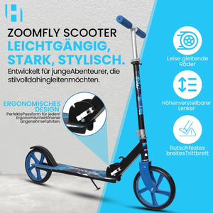 Habib Gruppe Kickroller mit 205mm XXL Rädern | Klappbar & bis 100kg - Europebazar