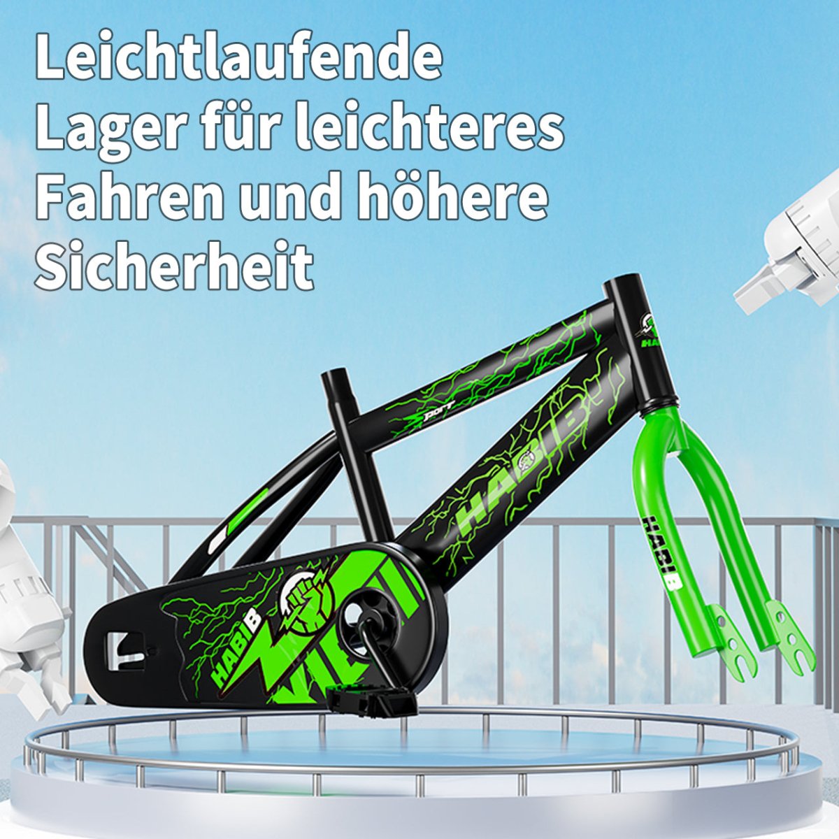 Habib Gruppe Kinderfahrrad Jungenfahrrad 12 14 16 Zoll ab 3 Jahre – mit LED Stützrädern, Korb, Klingel & GRATIS Helm & Pumpe, Vorderradbremse - Europebazar