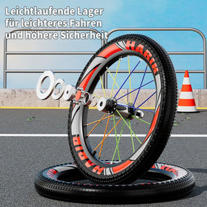 Habib Gruppe Kinderfahrrad Jungenfahrrad 12 14 16 Zoll ab 3 Jahre – mit LED Stützrädern, Korb, Klingel & GRATIS Helm & Pumpe, Vorderradbremse - Europebazar