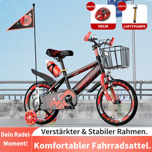 Habib Gruppe Kinderfahrrad Jungenfahrrad 12 14 16 Zoll ab 3 Jahre – mit LED Stützrädern, Korb, Klingel & GRATIS Helm & Pumpe, Vorderradbremse - Europebazar