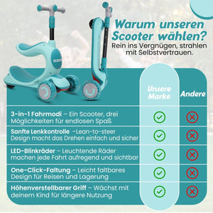 Habib Gruppe Kinderroller 3 - Rad mit LED Licht | Klappbar & Höhenverstellbar - Europebazar
