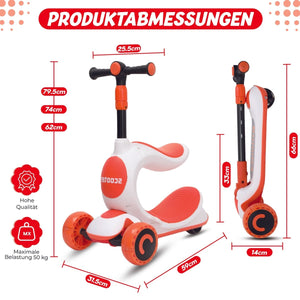 Habib Gruppe Kinderroller 3 - Rad mit LED Licht | Klappbar & Höhenverstellbar - Europebazar