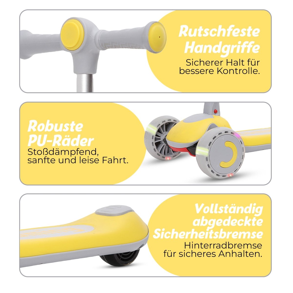 Habib Gruppe Kinderroller 3 - Rad mit LED Licht | Klappbar & Höhenverstellbar - Europebazar
