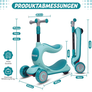 Habib Gruppe Kinderroller 3 - Rad mit LED Licht | Klappbar & Höhenverstellbar - Europebazar