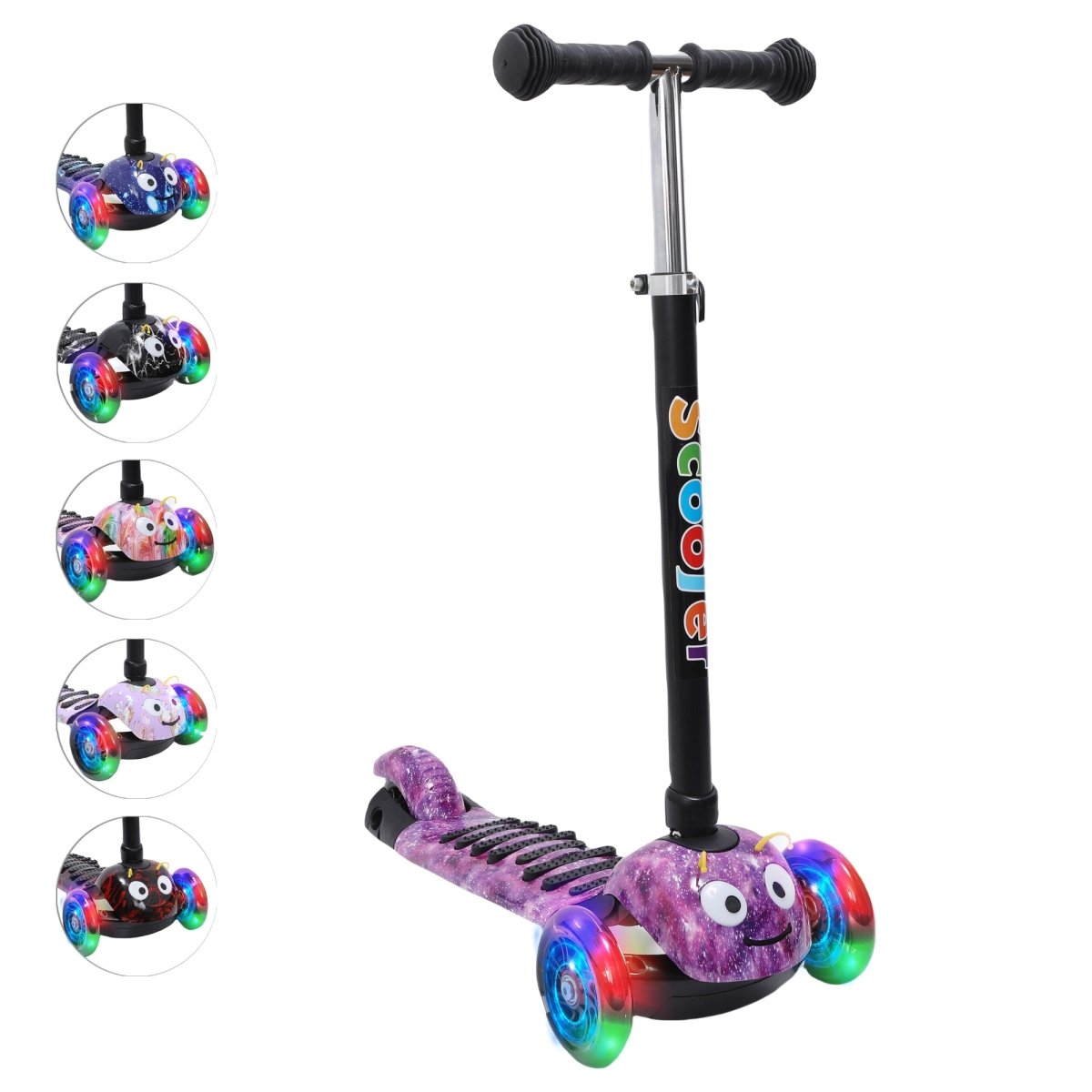 Habib Gruppe Kinderroller, 3 - Räder, Kinderscooter für Jungen & Mädchen 3 - 8 Jahre mit LED - Rädern, Höhenverstellung, rutschfest, Max. 50 KG - Europebazar