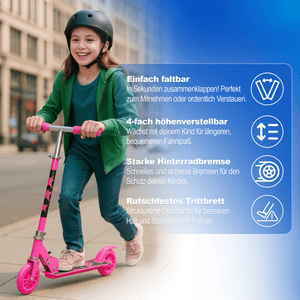 Habib Gruppe Kinderroller mit LED Rädern | Klappbar & 4 - fach Verstellbar - Europebazar