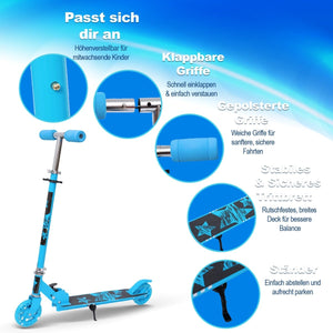 Habib Gruppe Kinderroller mit LED Rädern | Klappbar & 4 - fach Verstellbar - Europebazar