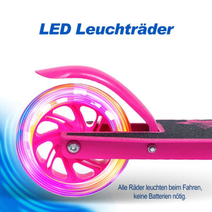 Habib Gruppe Kinderroller mit LED Rädern | Klappbar & 4 - fach Verstellbar - Europebazar