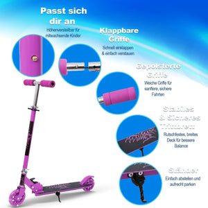 Habib Gruppe Kinderroller mit LED Rädern | Klappbar & 4 - fach Verstellbar - Europebazar