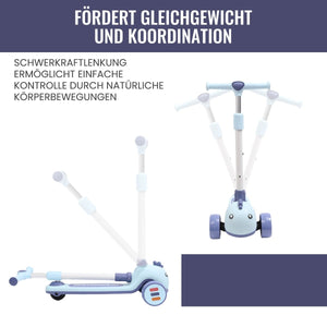 Habib Gruppe Kinderroller mit Tier - Design | 3 - Rad, LED - Licht & Faltbar - Europebazar