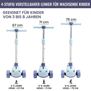 Habib Gruppe Kinderroller mit Tier - Design | 3 - Rad, LED - Licht & Faltbar - Europebazar