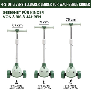 Habib Gruppe Kinderroller mit Tier - Design | 3 - Rad, LED - Licht & Faltbar - Europebazar