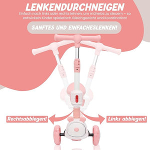 Habib Gruppe Kinderroller Tretroller - 2 - in - 1 Faltbarer Scooter mit Sitz, LED Rädern, Verstellbar & Leicht (1 - 12 Jahre) - Sicher & Robust - Europebazar