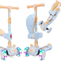 Habib Gruppe Kinderroller Tretroller - 2 - in - 1 Faltbarer Scooter mit Sitz, LED Rädern, Verstellbar & Leicht (1 - 12 Jahre) - Sicher & Robust - Europebazar