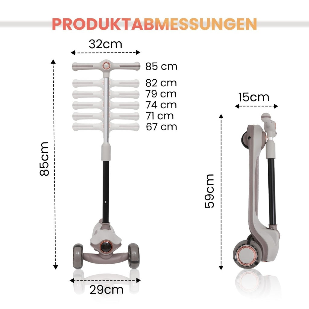 Habib Gruppe Kinderroller Tretroller 3 - Rad - LED Frontlicht, Rücklicht & Leuchtendes Deck Scooter, Faltbar, Höhenverstellbar, rutschfest & Pannensicher (3 - 10 Jahre) - Europebazar