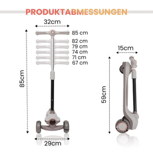 Habib Gruppe Kinderroller Tretroller 3 - Rad - LED Frontlicht, Rücklicht & Leuchtendes Deck Scooter, Faltbar, Höhenverstellbar, rutschfest & Pannensicher (3 - 10 Jahre) - Europebazar