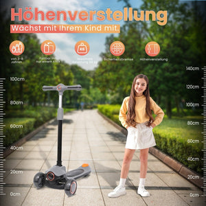 Habib Gruppe Kinderroller Tretroller 3 - Rad - LED Frontlicht, Rücklicht & Leuchtendes Deck Scooter, Faltbar, Höhenverstellbar, rutschfest & Pannensicher (3 - 10 Jahre) - Europebazar
