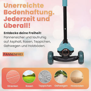 Habib Gruppe Kinderroller Tretroller 3 - Rad - LED Frontlicht, Rücklicht & Leuchtendes Deck Scooter, Faltbar, Höhenverstellbar, rutschfest & Pannensicher (3 - 8 Jahre) - Europebazar