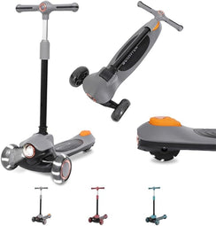 Habib Gruppe Kinderroller Tretroller 3 - Rad - LED Frontlicht, Rücklicht & Leuchtendes Deck Scooter, Faltbar, Höhenverstellbar, rutschfest & Pannensicher (3 - 8 Jahre) - Europebazar