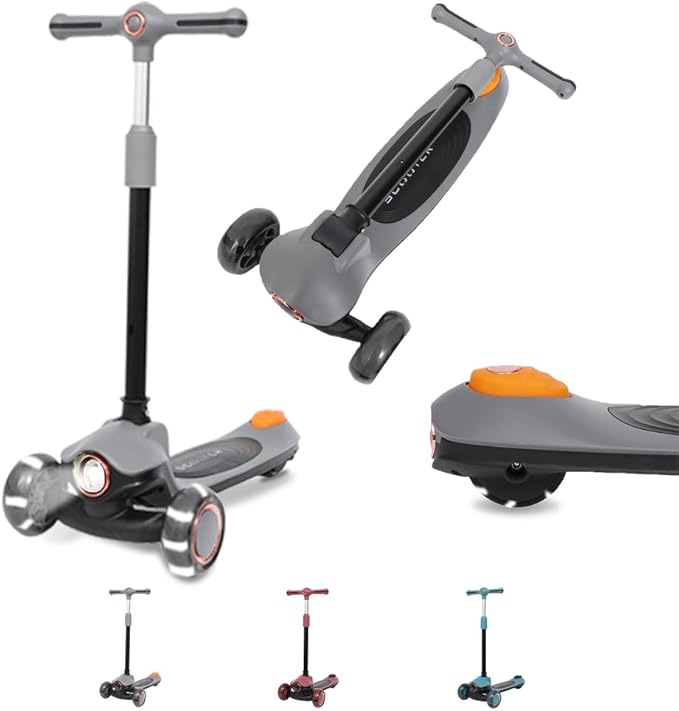 Habib Gruppe Kinderroller Tretroller 3 - Rad - LED Frontlicht, Rücklicht & Leuchtendes Deck Scooter, Faltbar, Höhenverstellbar, rutschfest & Pannensicher (3 - 8 Jahre) - Europebazar