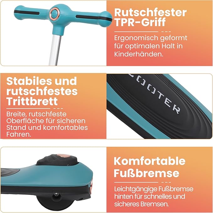 Habib Gruppe Kinderroller Tretroller 3 - Rad - LED Frontlicht, Rücklicht & Leuchtendes Deck Scooter, Faltbar, Höhenverstellbar, rutschfest & Pannensicher (3 - 8 Jahre) - Europebazar