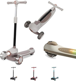 Habib Gruppe Kinderroller Tretroller 3 - Rad - LED Frontlicht, Rücklicht & Leuchtendes Deck Scooter, Faltbar, Höhenverstellbar, rutschfest & Pannensicher (3 - 8 Jahre) - Europebazar