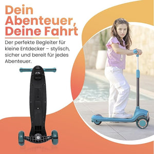 Habib Gruppe Kinderroller Tretroller 3 - Rad - LED Frontlicht, Rücklicht & Leuchtendes Deck Scooter, Faltbar, Höhenverstellbar, rutschfest & Pannensicher (3 - 8 Jahre) - Europebazar