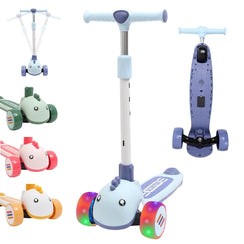 Habib Gruppe Kinderroller Tretroller - 3 - Rad LED Roller, Höhenverstellbar & Faltbar, Tierdesign, Mädchen & Jungen (3 - 8 Jahre) - Europebazar