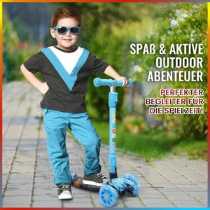 Habib Gruppe Kinderroller, Tretroller ab 3 Jahre, Faltbar, Höhenverstellbar, LED Leuchträder, Bis 50kg, Für Jungen & Mädchen - Europebazar