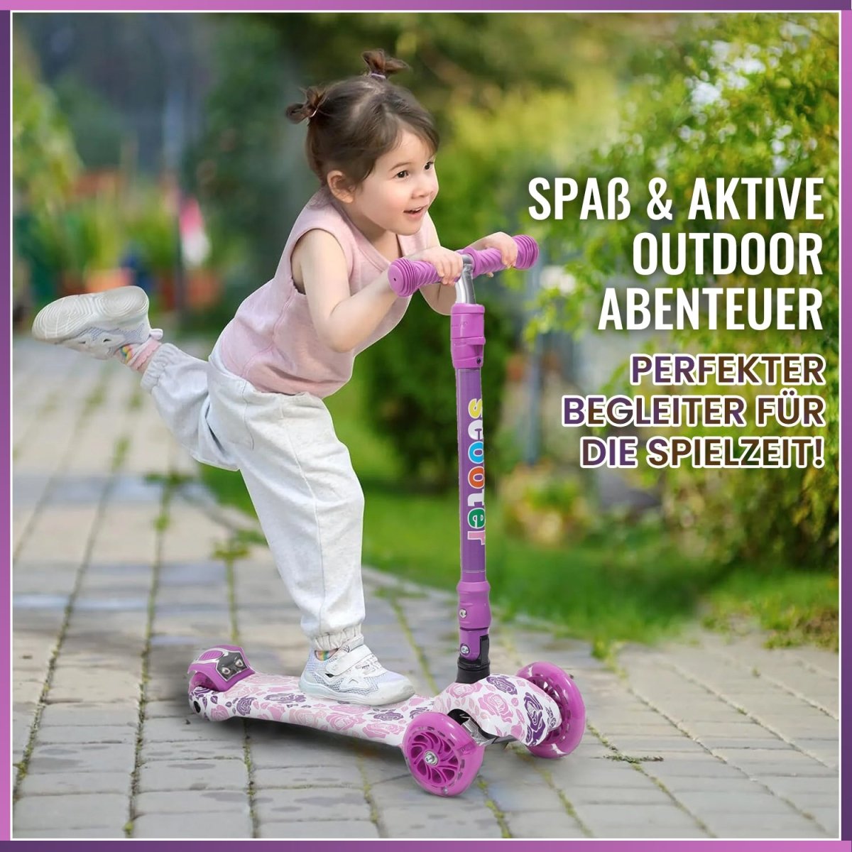 Habib Gruppe Kinderroller, Tretroller ab 3 Jahre, Faltbar, Höhenverstellbar, LED Leuchträder, Bis 50kg, Für Jungen & Mädchen - Europebazar