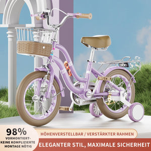 Habib Gruppe Mädchenfahrrad Klassik | Inkl. Luftpumpe & 6 - teiligem Schutz - Set | Karbonstahlrahmen & Duales Bremssystem | Mitwachsend & sicher für Mädchen 3 - 8 Jahre - Europebazar