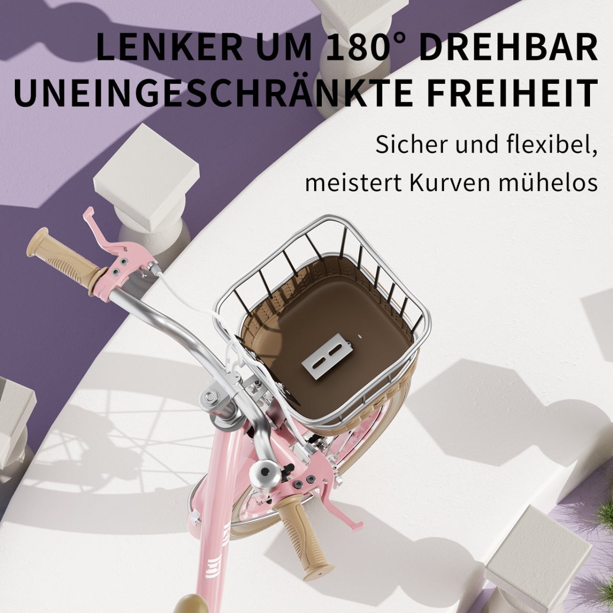 Habib Gruppe Mädchenfahrrad Klassik | Inkl. Luftpumpe & 6 - teiligem Schutz - Set | Karbonstahlrahmen & Duales Bremssystem | Mitwachsend & sicher für Mädchen 3 - 8 Jahre - Europebazar