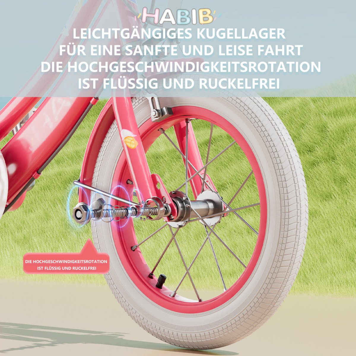 Habib Gruppe Mädchenfahrrad Komplettset | 12, 14, 16 Zoll | Inkl. Luftpumpe & 6 - teiligem Schutz - Set | Karbonstahlrahmen & Duales Bremssystem | Mitwachsend & sicher für Mädchen 3 - 8 Jahre - Europebazar