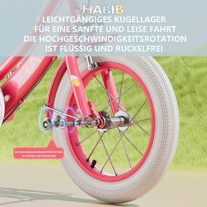 Habib Gruppe Mädchenfahrrad Komplettset | 12, 14, 16 Zoll | Inkl. Luftpumpe & 6 - teiligem Schutz - Set | Karbonstahlrahmen & Duales Bremssystem | Mitwachsend & sicher für Mädchen 3 - 8 Jahre - Europebazar