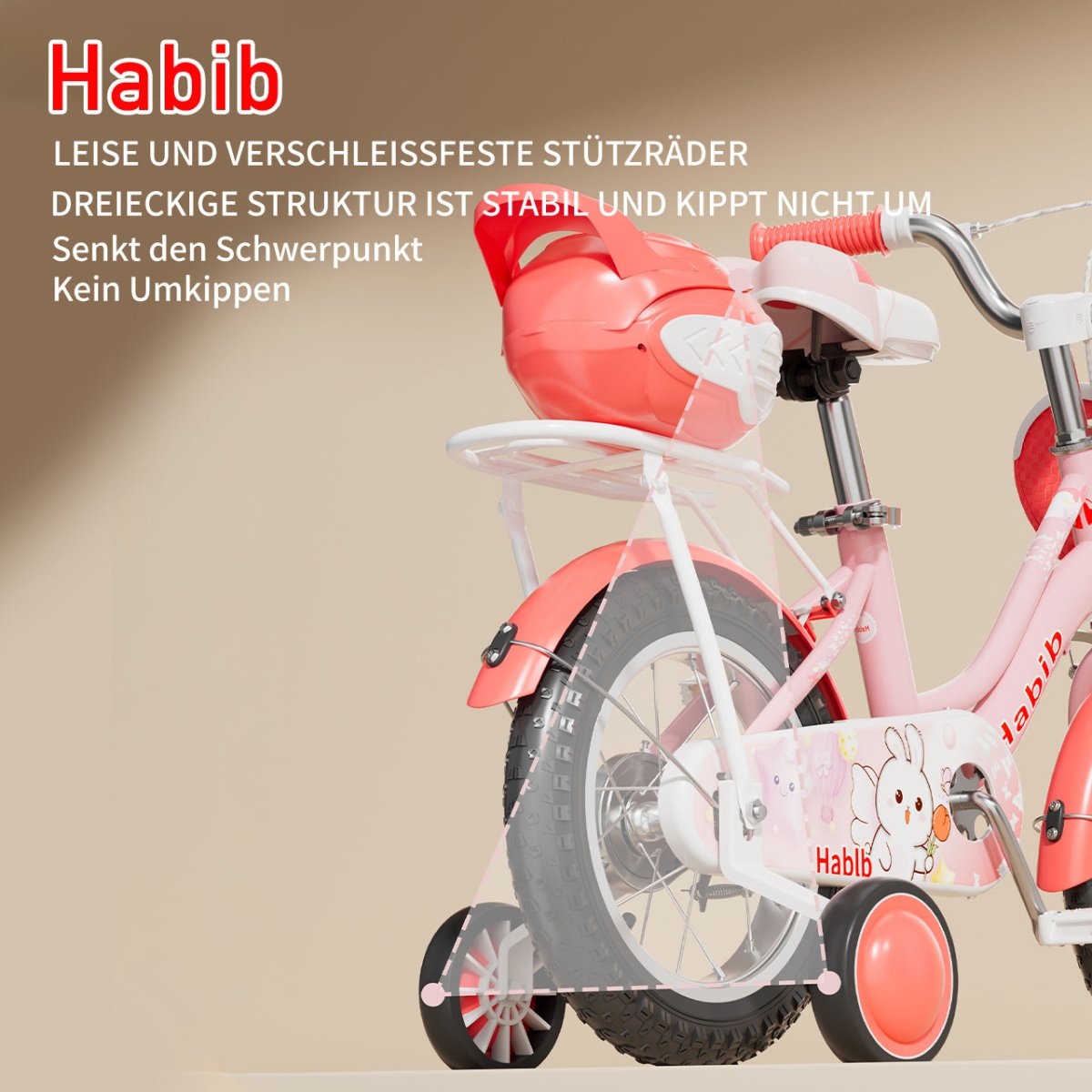 Habib Gruppe Prinzessin Fahrrad 12" 14" 16" | Komplett - Set mit Korb & Box - Europebazar