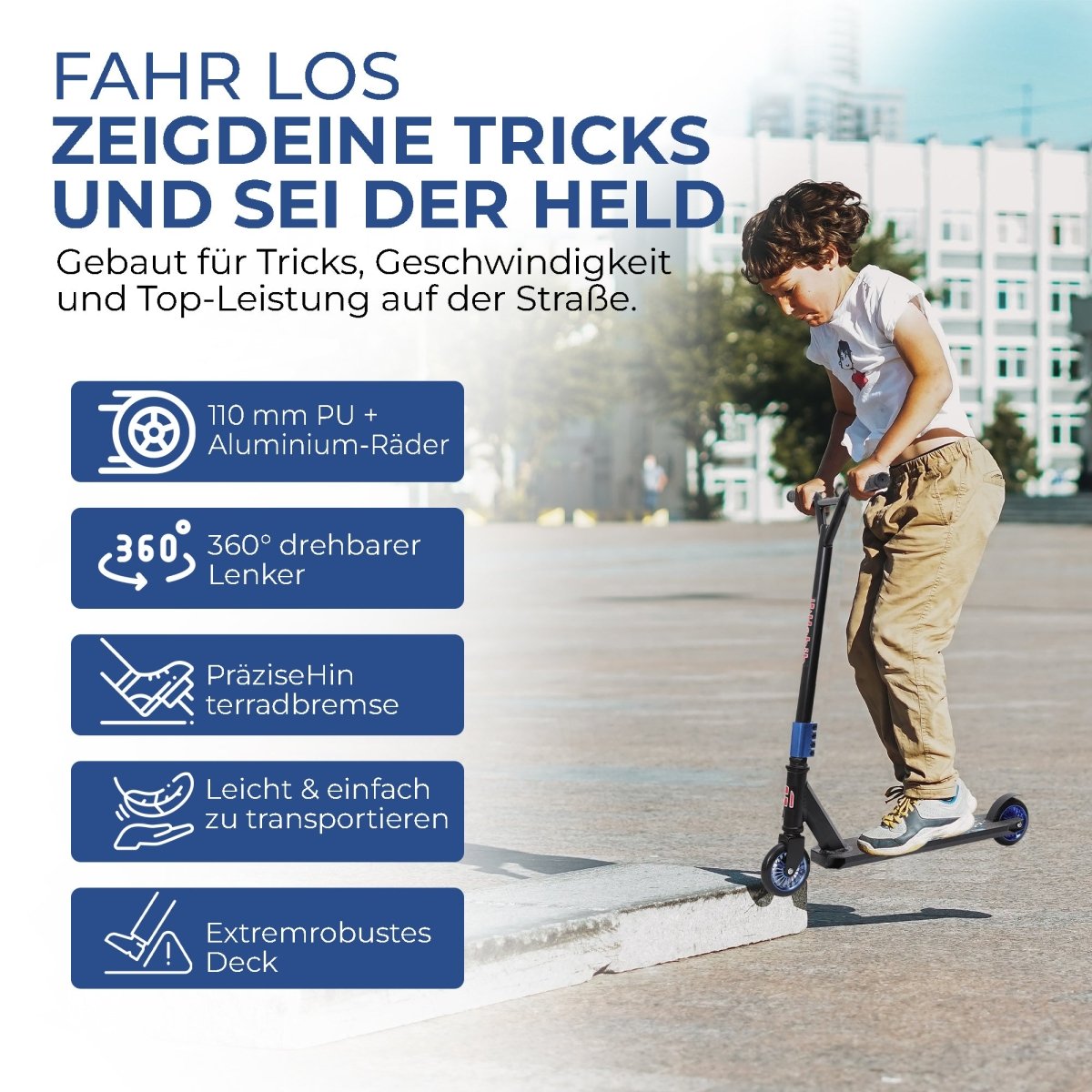 Habib Gruppe Stunt Scooter 360° | 110mm Alukern Räder & ABEC 9 - Europebazar