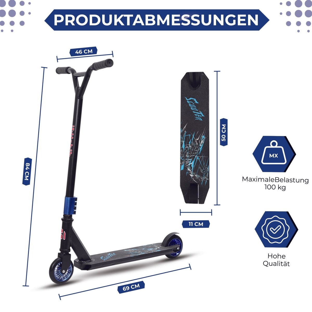 Habib Gruppe Stunt Scooter 360° | 110mm Alukern Räder & ABEC 9 - Europebazar