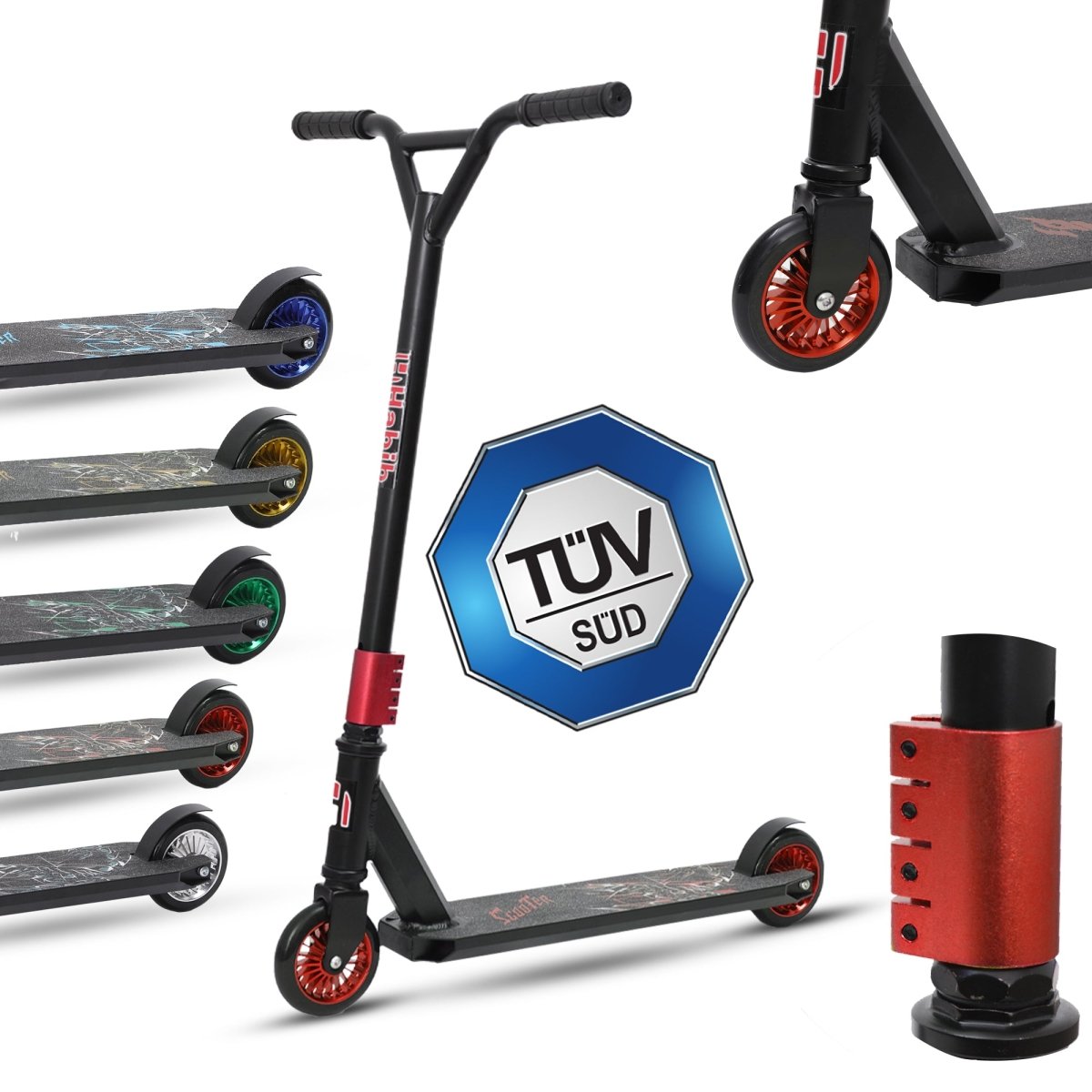 Habib Gruppe Stunt Scooter für Kinder | 360° Trick Roller 110mm ABEC - 9 Räder - Europebazar