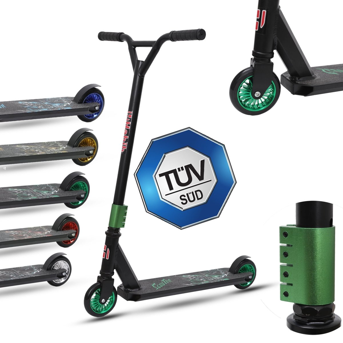 Habib Gruppe Stunt Scooter für Kinder | 360° Trick Roller 110mm ABEC - 9 Räder - Europebazar