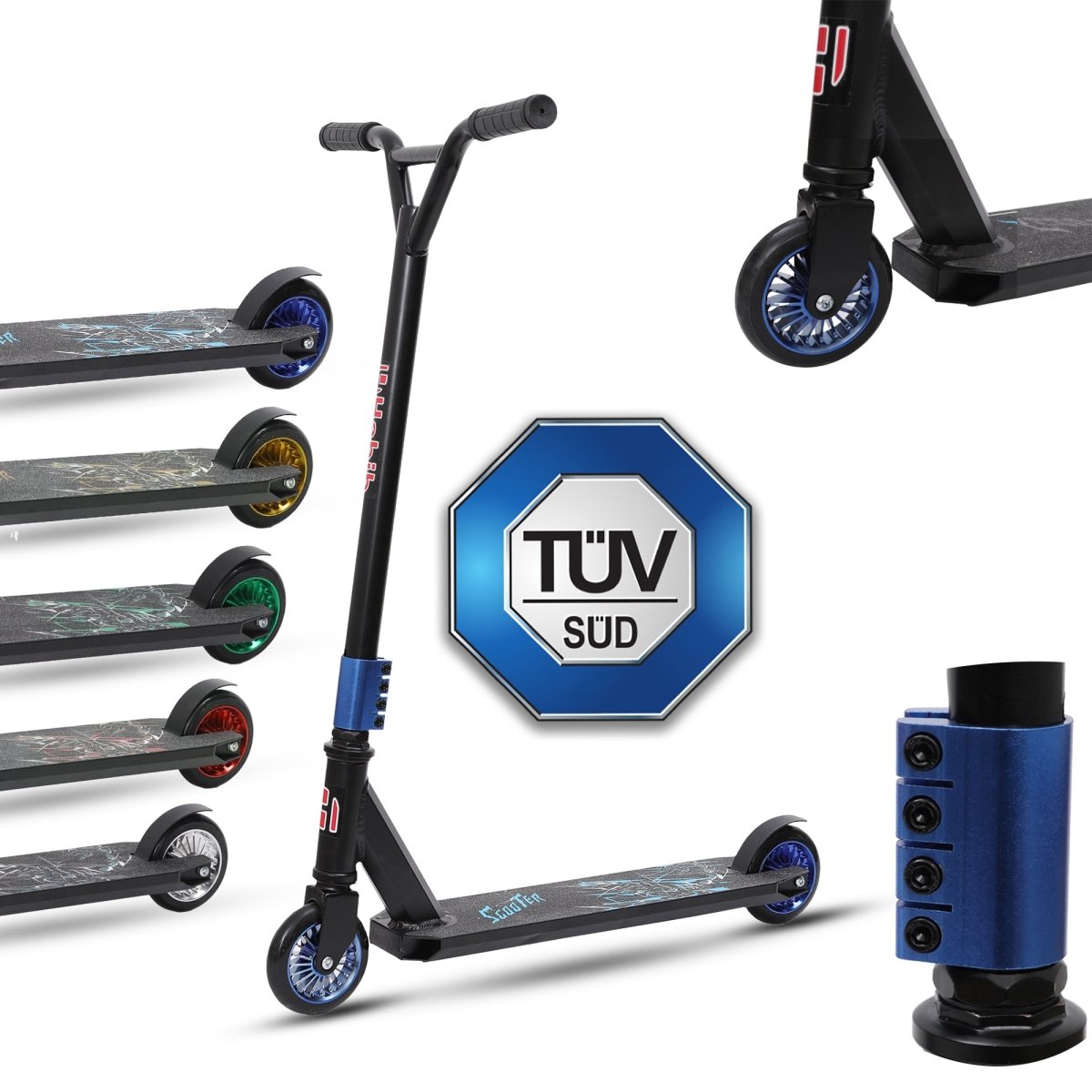 Habib Gruppe Stunt Scooter für Kinder | 360° Trick Roller 110mm ABEC - 9 Räder - Europebazar