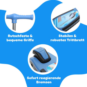 Habib Gruppe Train Scooter Kinderroller | 3 - Rad, LED - Licht & Faltbar - Europebazar