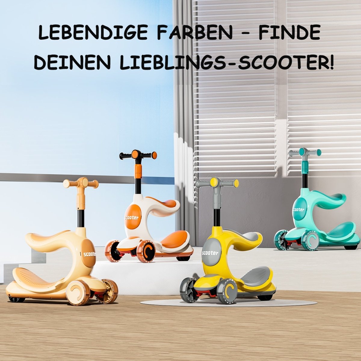 Habib Kinderroller 3-Rad mit LED Licht | Klappbar & Höhenverstellbar - HabibSport