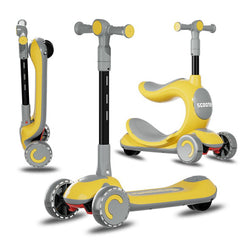 Habib Premium 3in1 Kinderroller mit Sitz, Laufrad-Funktion und LED-Rädern