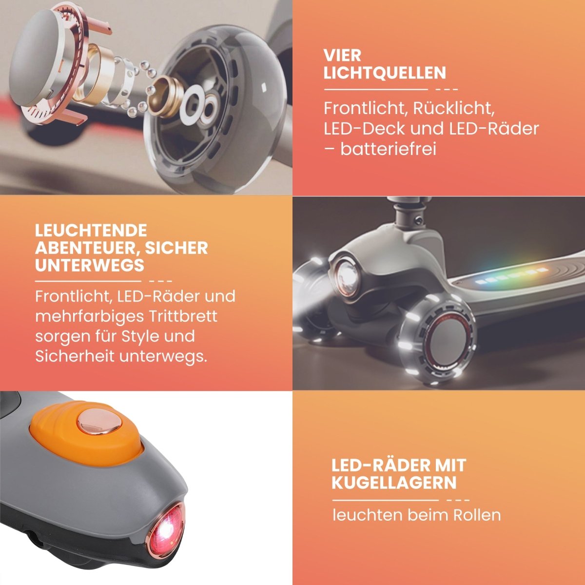 Habib Premium LED Scooter 3-Rad | Frontlicht &amp; Leucht-Deck - HabibSport