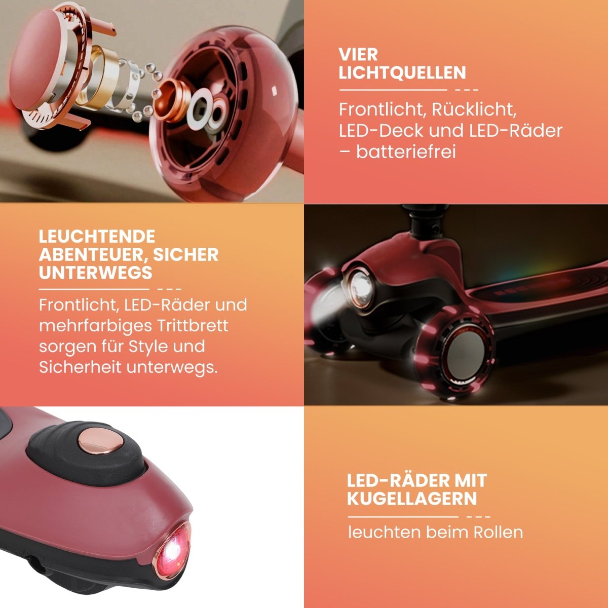 Habib Premium LED Scooter 3-Rad | Frontlicht &amp; Leucht-Deck - HabibSport